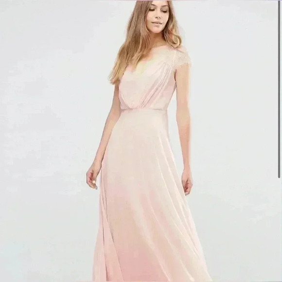 ASOS Kate Lace Maxi Dress - soft pink color size 4 like new - Picture 1 of 12